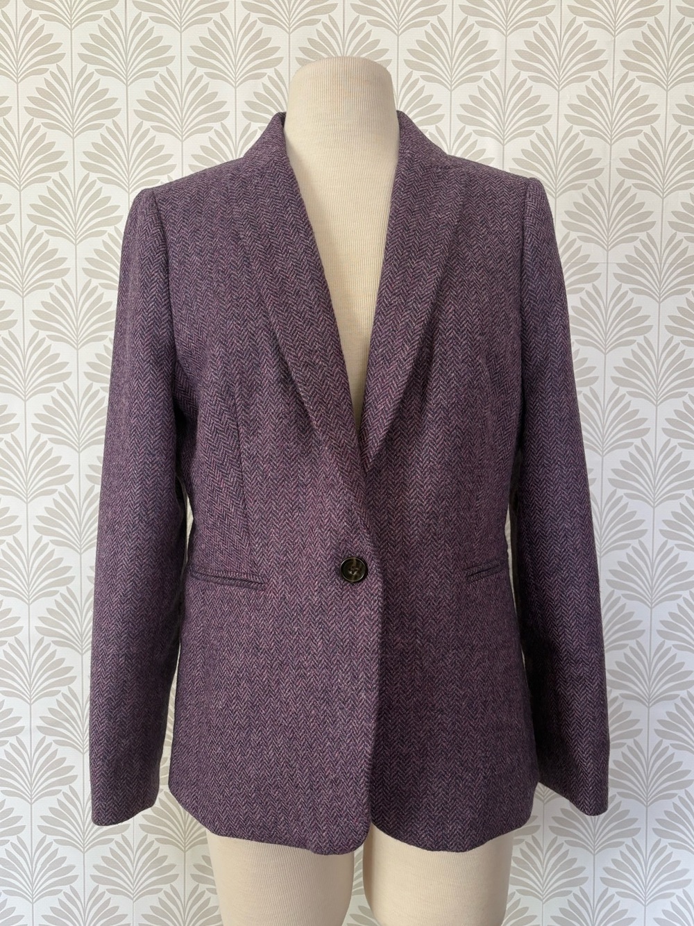 J. Crew Parke Purple Herringbone Wool Blazer - Picture 2 of 6
